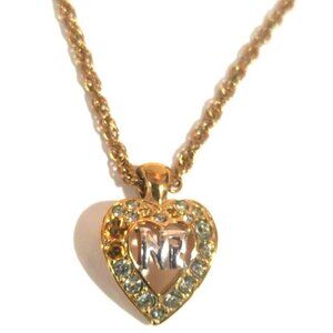 NINA RICCI Gold tone Heart Shape Pendant Necklace, 16+2"  Women's Luxury Jewelry